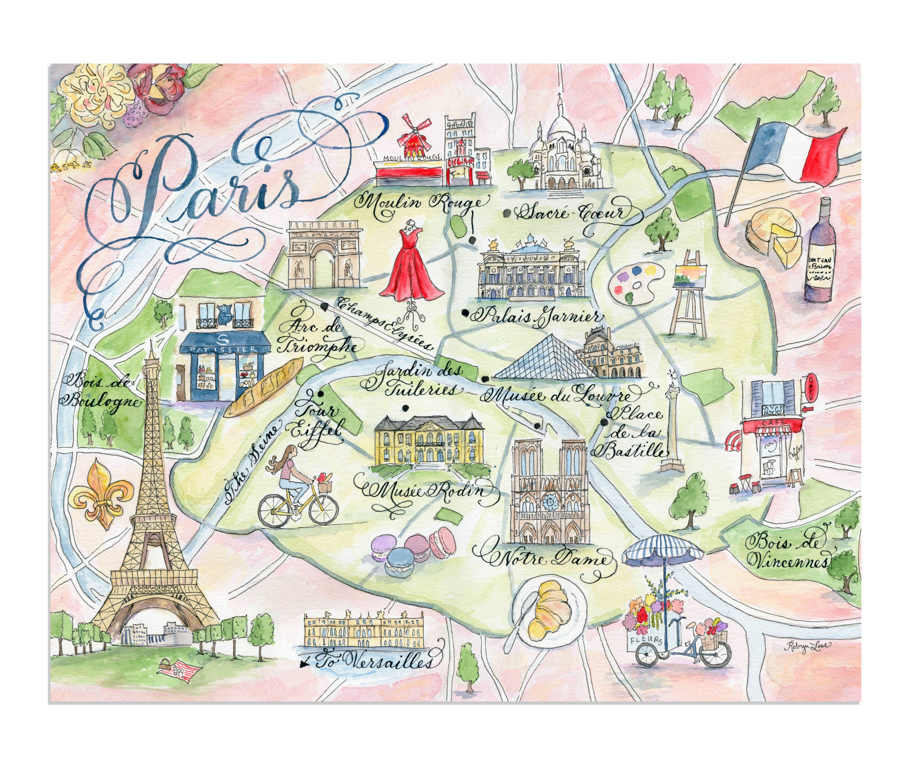 Designs by Robyn Love - Wholesale Art Print - Paris Map Prints1