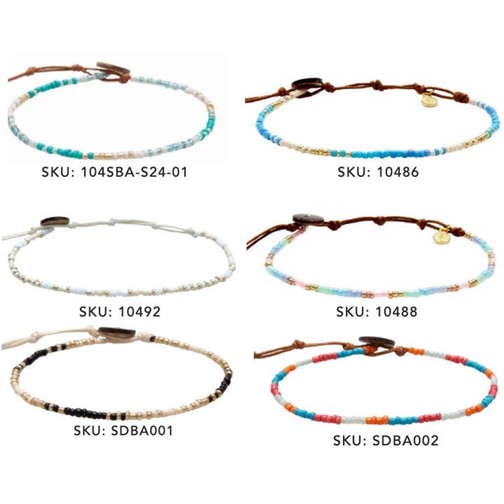 Lotus and Luna - Wholesale Jewelry Set - Beaded Anklets (10 Pack Assortment)