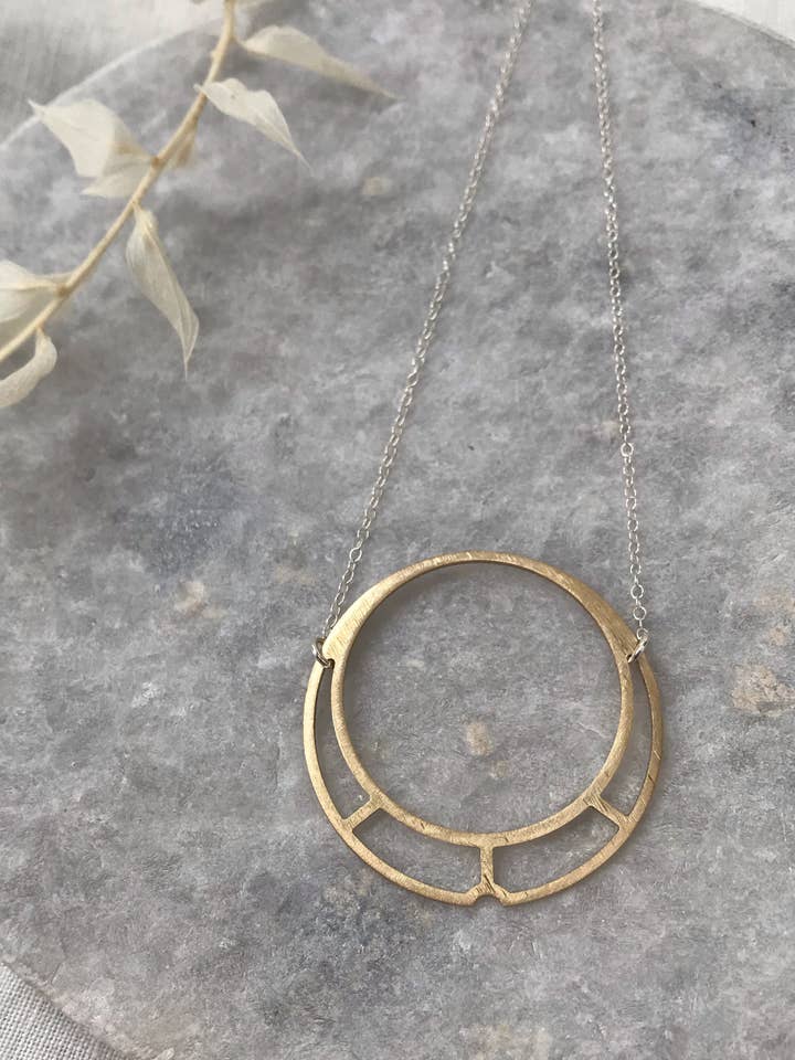Brass circle cutout necklace for wholesale by Modern Madini