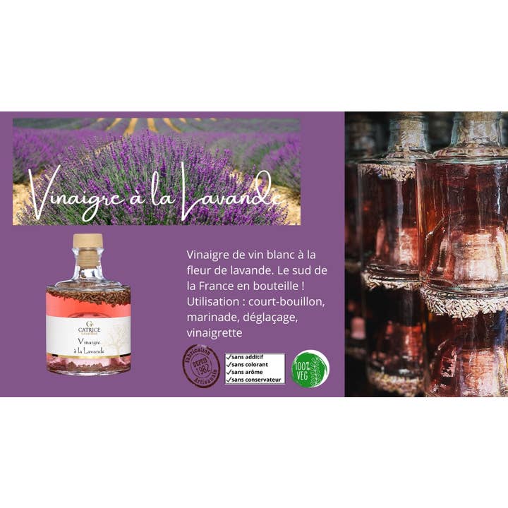 Vinaigre à la Lavande Bouteille Empilable 25cl pour la vente par CATRICE GOURMET