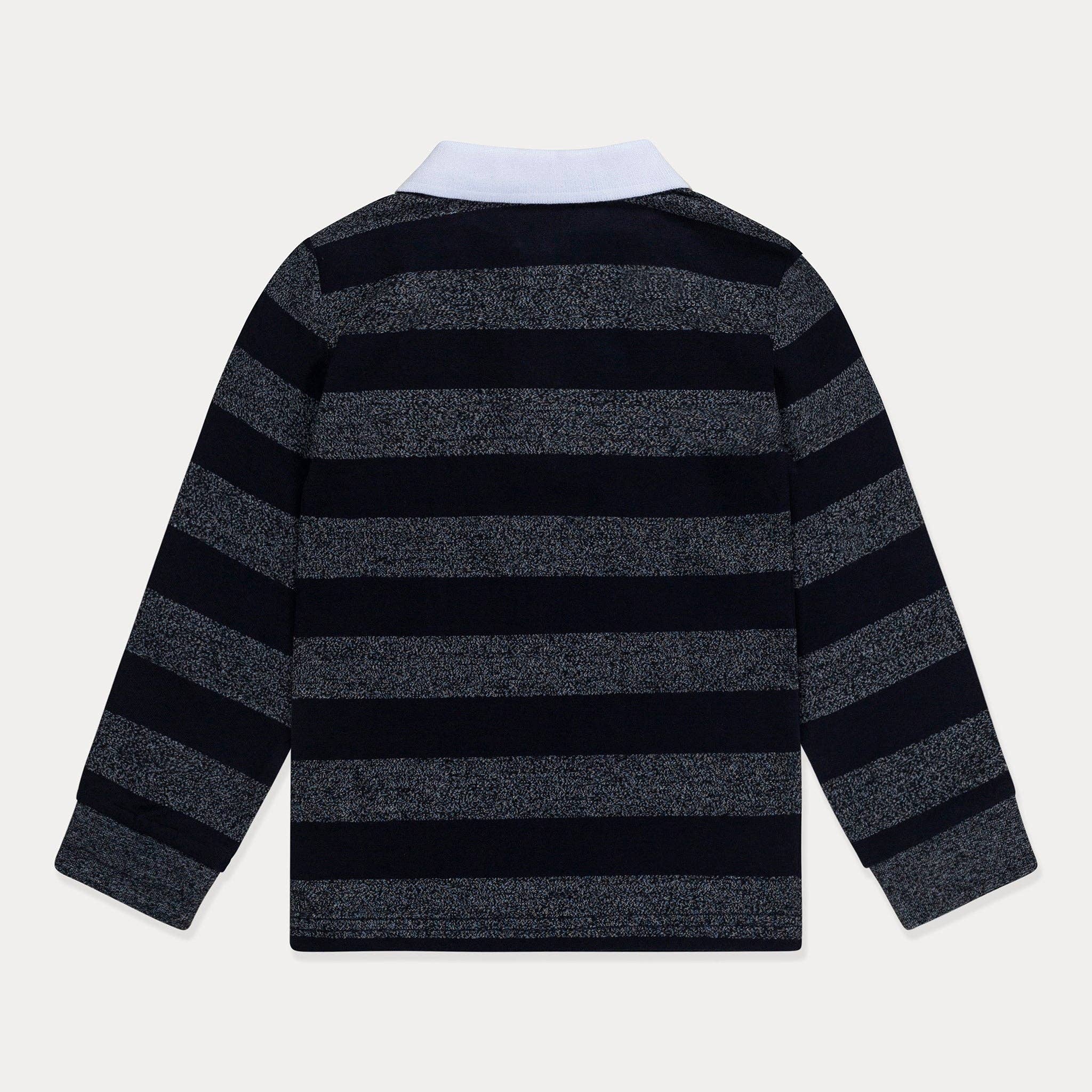 Mini Wardrobes – Engroshandel T-shirt - Børn – Mini Wardrobes langærmet polo med striber til drenge, stribet rugbyshirt i bomuld til småbørn4