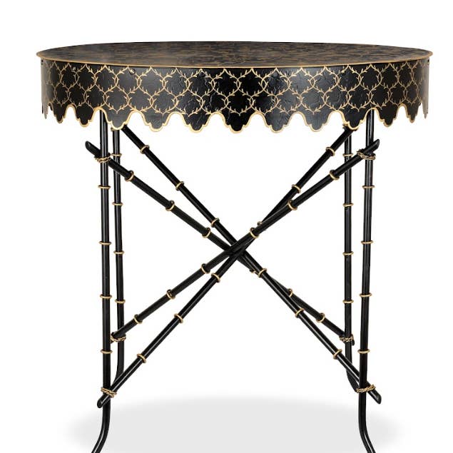 Black & White Trellis Scalloped Table for wholesale by The Enchanted Home