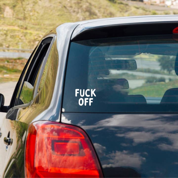 Fuck Off Mirror Car Window Decal for wholesale by Cravendoodles