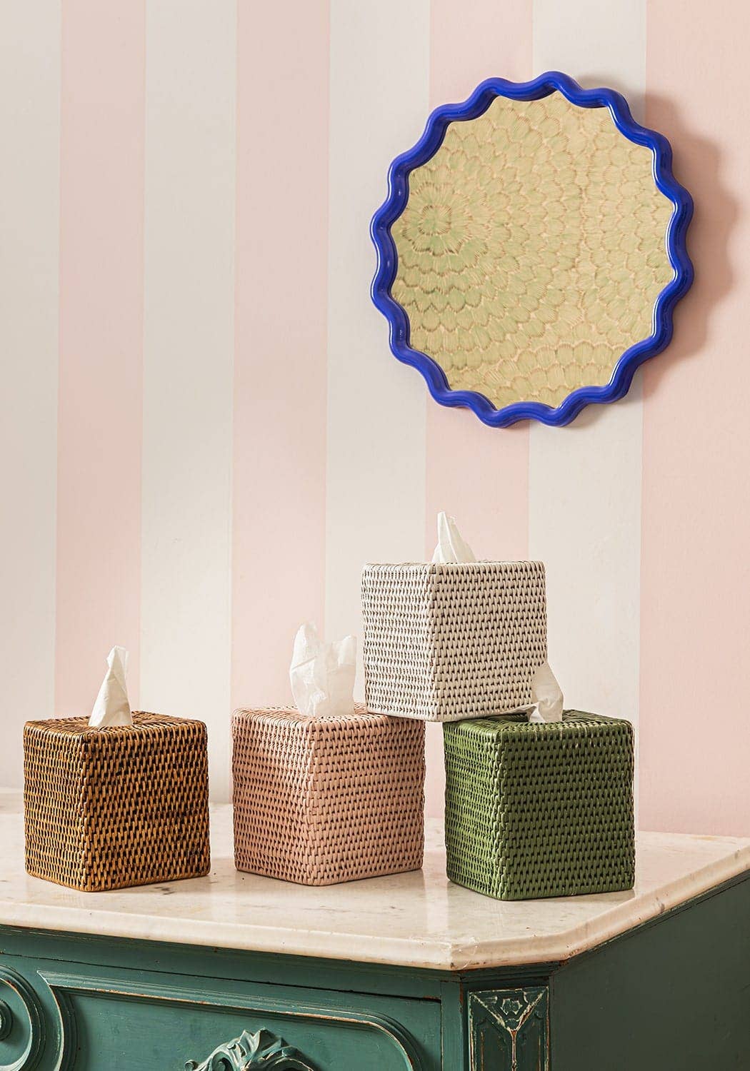 Madame Smart Ltd - Wholesale Tissue Box - Rattan Tissue Box Cover - Green2