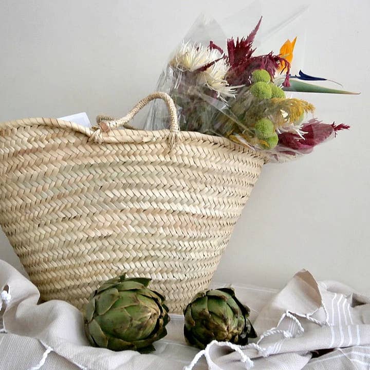 High crafty - Wholesale Basket - ๐๏ธ Moroccan Market Basket โ Handwoven Palm Leaf Tote0