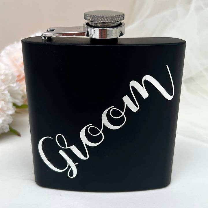 Groom Hip Flask for wholesale by Juliet Reeves Designs