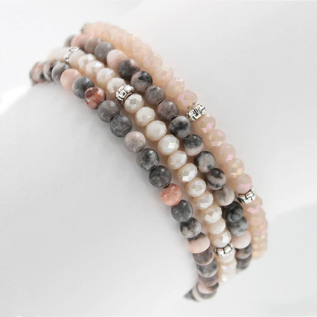 My Fun Colors - Wholesale Beaded Bracelet - Gemstone + Crystal Bead Stretch Bracelets, Set4 | 24 Styles!19