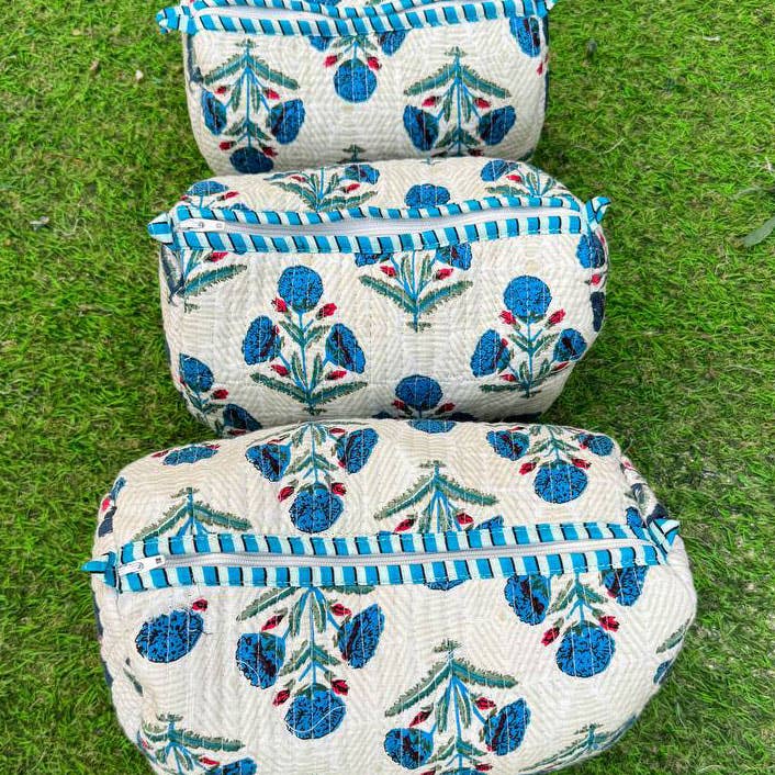 GYPSY STUDIO - Wholesale Makeup/Cosmetic Bag - Quilted Cotton Bag Block Printed Cosmetic Bag Toiletry Bags1