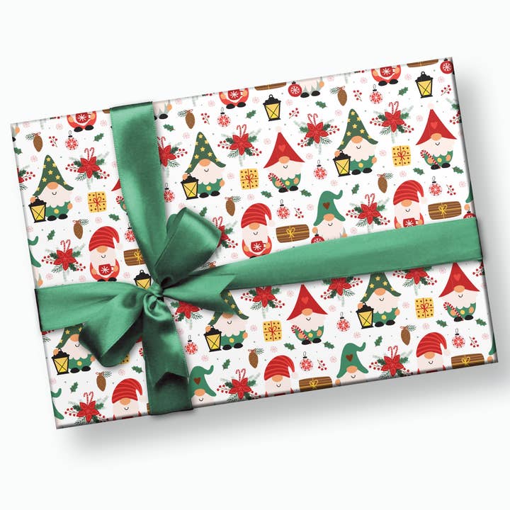 Papel de regalo navideño con gnomos navideños para venta al por mayor de Stesha Party