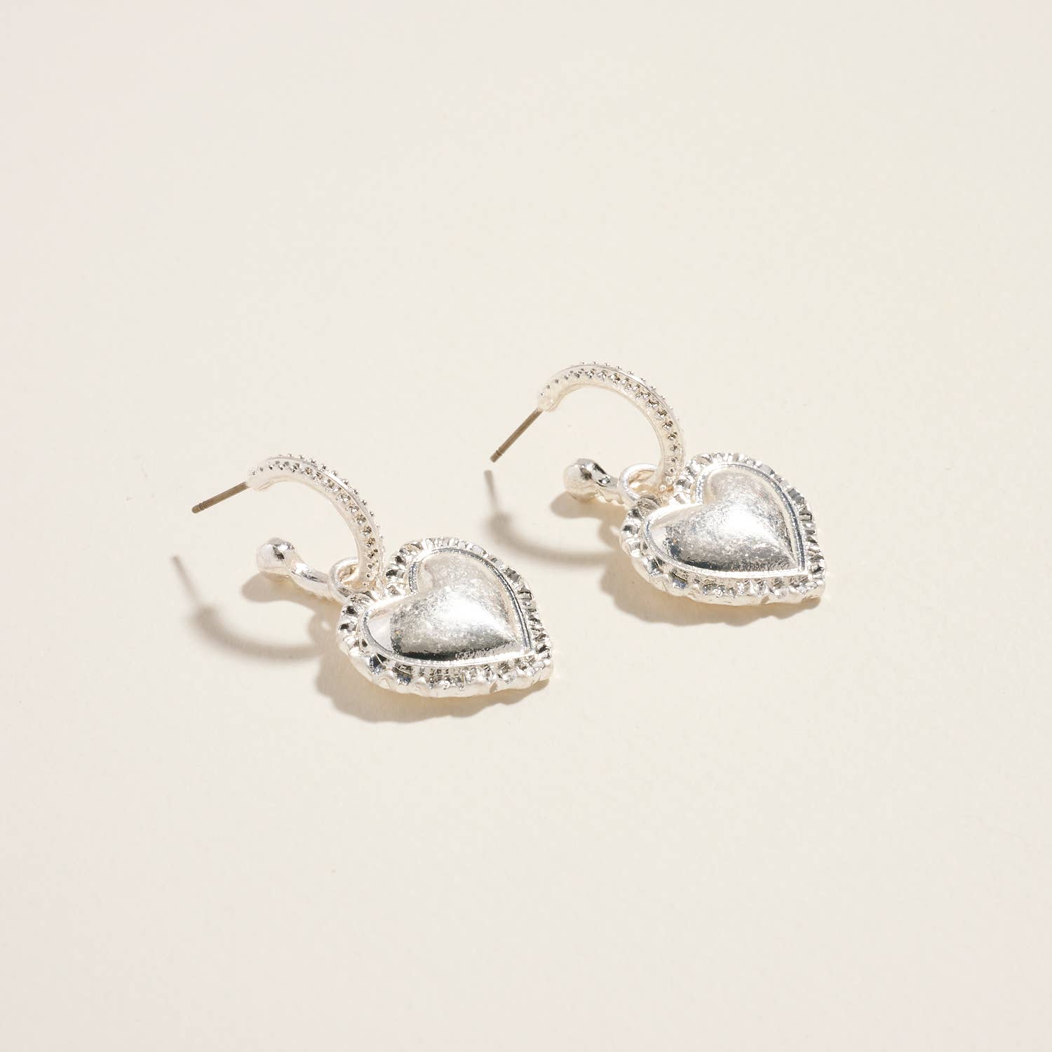 Designature New York - Wholesale Hoop Earrings - Valentine Heart Vinatge Framed Metal Hoop Earrings3