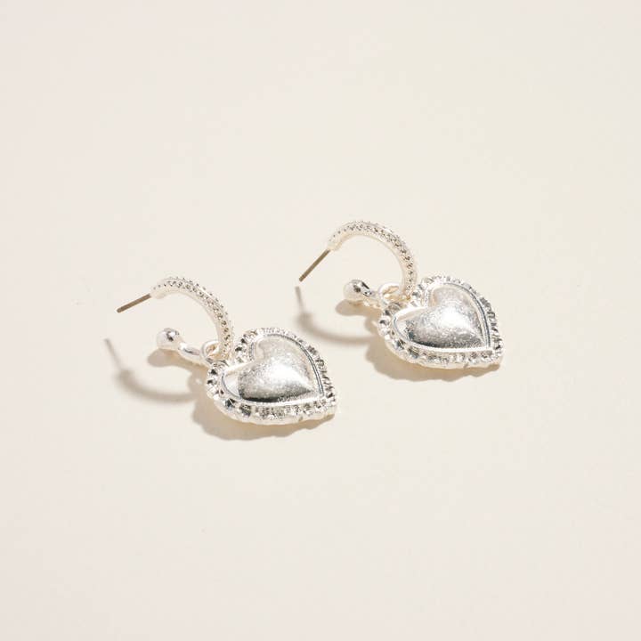 Designature New York - Wholesale Hoop earrings - Valentine Heart Vinatge Framed Metal Hoop Earrings3