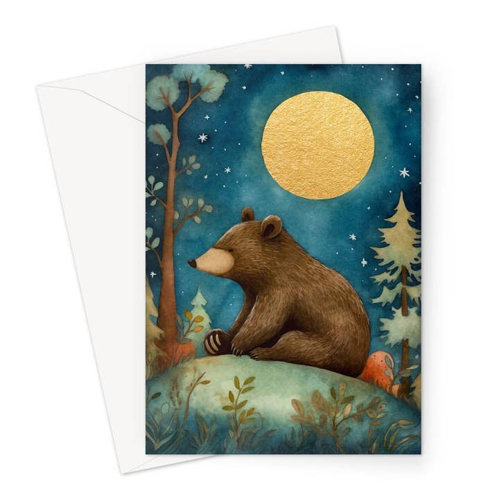 Carte de vœux Bear Moon pour la vente par Wild And Arty