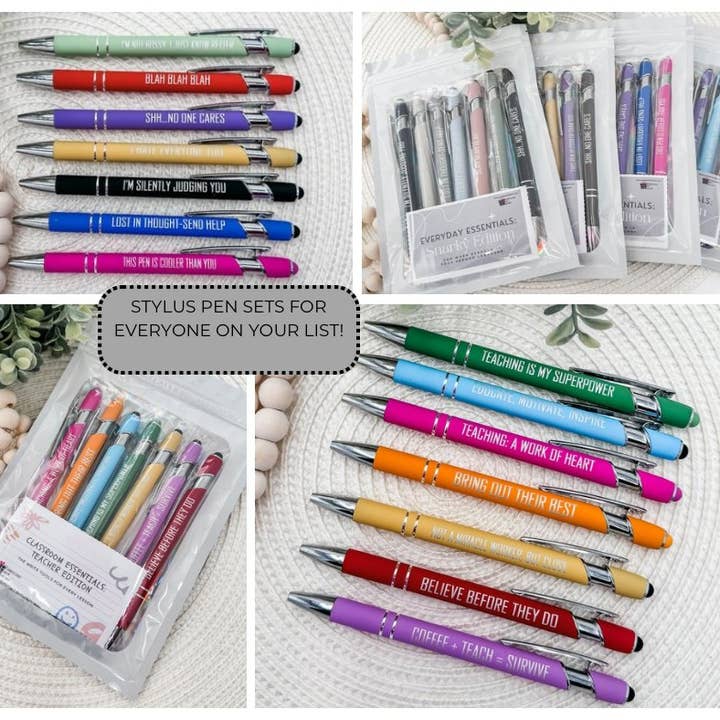 Embellish My Heart - Wholesale Pen - Everyday Essentials: Snarky Engraved Pen Set (Stylus Pens, Set of 7)2