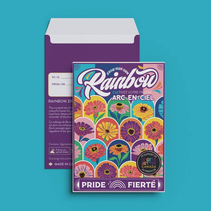 Rainbow Seed Packet (Pride) - Zinnia Flowers - SILVER FOIL for wholesale by To & From Gift Co.