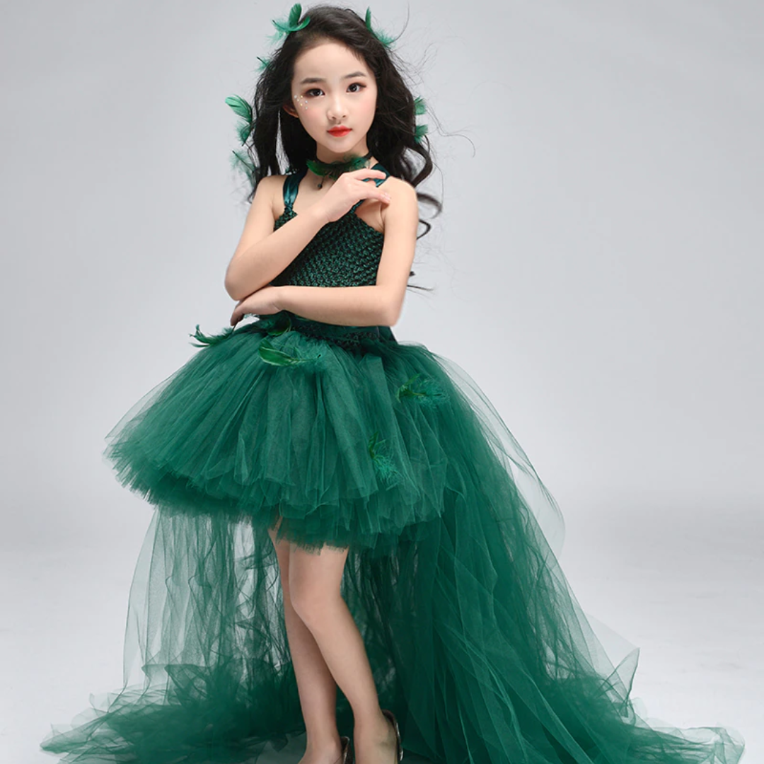 KiddieKickz - Wholesale Costume - Kids - Trailing Green Fairy Halloween Costume Tutu Dress Set2
