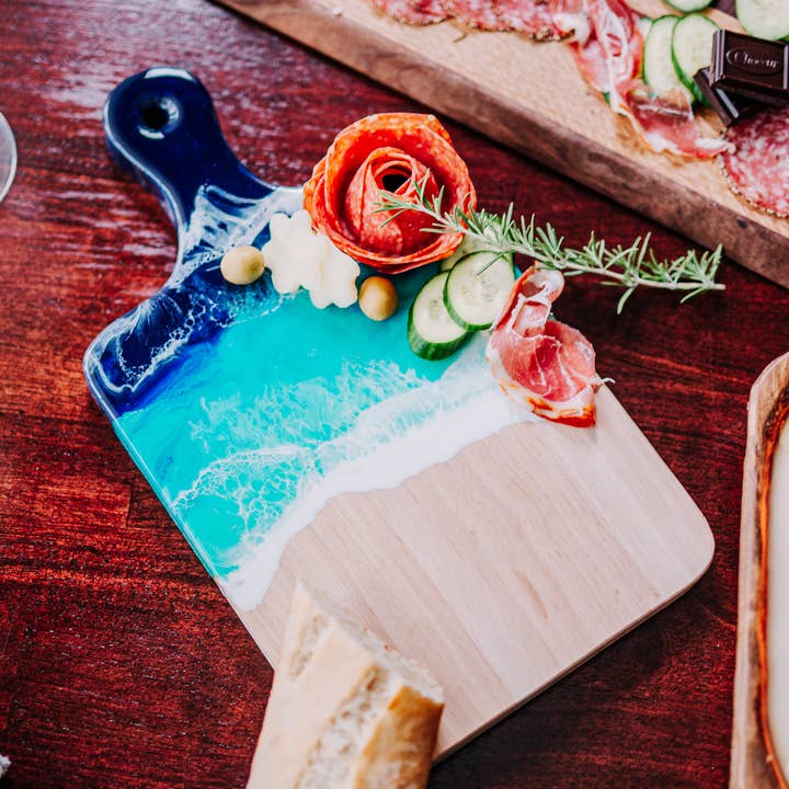 Ocean Resin Art, Coastal Cheese Board, Resin Wave Art for wholesale by WLB Designs