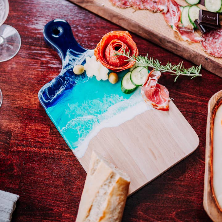 Ocean Resin Art, Coastal Cheese Board, Resin Wave Art for wholesale by WLB Designs