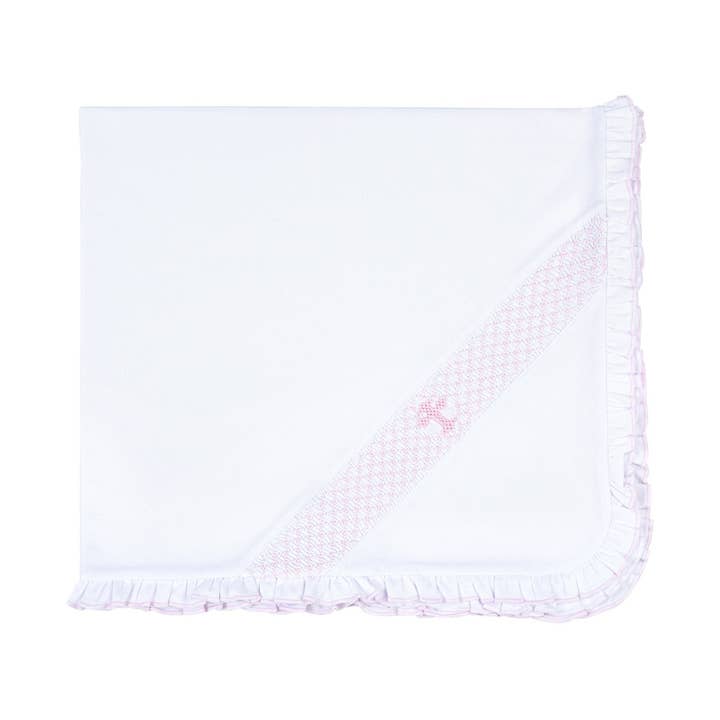 Couverture de réception à volants Blessed Smocked - Rose pour la vente par Magnolia Baby