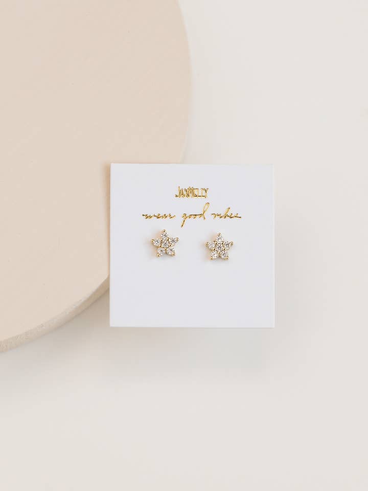 Pave Stud - Flor - Brincos em Ouro por atacado de JaxKelly