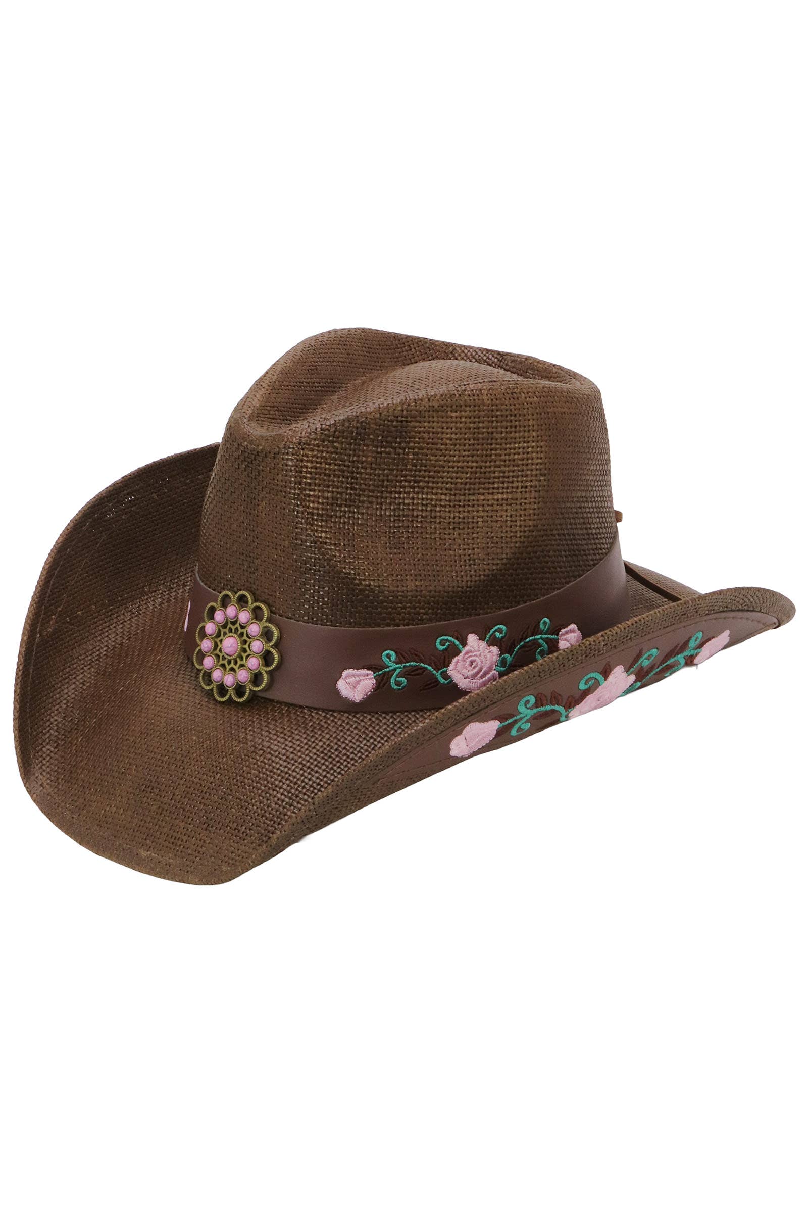 Cap Zone - Wholesale Cowboy Hat - Women's - Pink Rose Concho Belt Embroidered Cowgirl Hat13