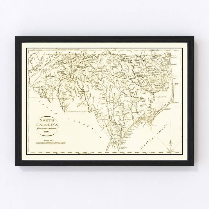 Vintage Map of North Carolina 1800 for wholesale by Ted's Vintage Art