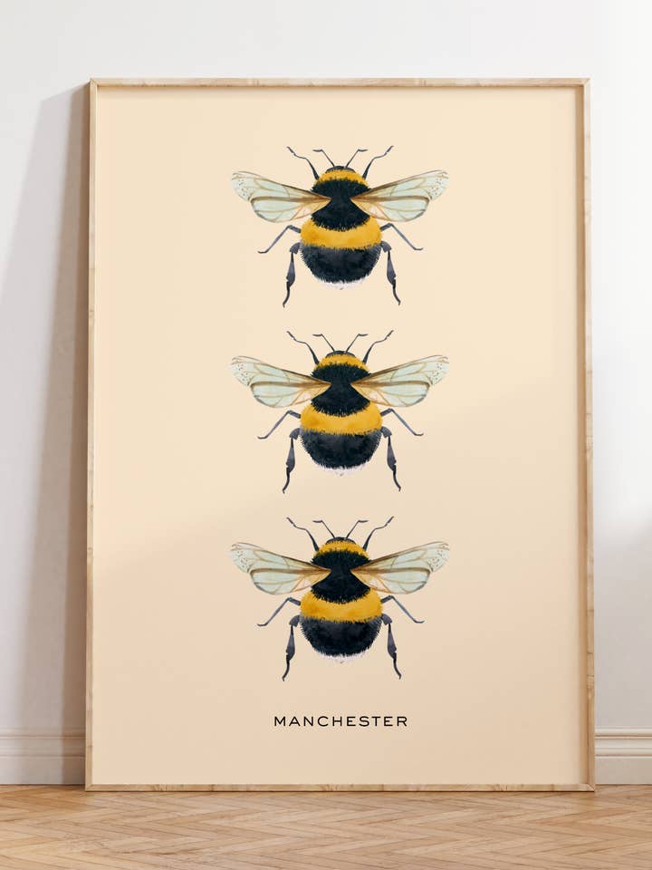 Manchester Bee Print | Wall Art Poster | Funky Home Decor for wholesale by By Honey Studios