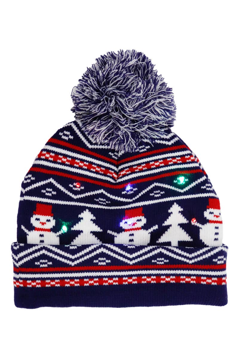Cap Zone - Wholesale Beanie - Kids - Toddlers Christmas LED Light-Up Cuffed Beanie17