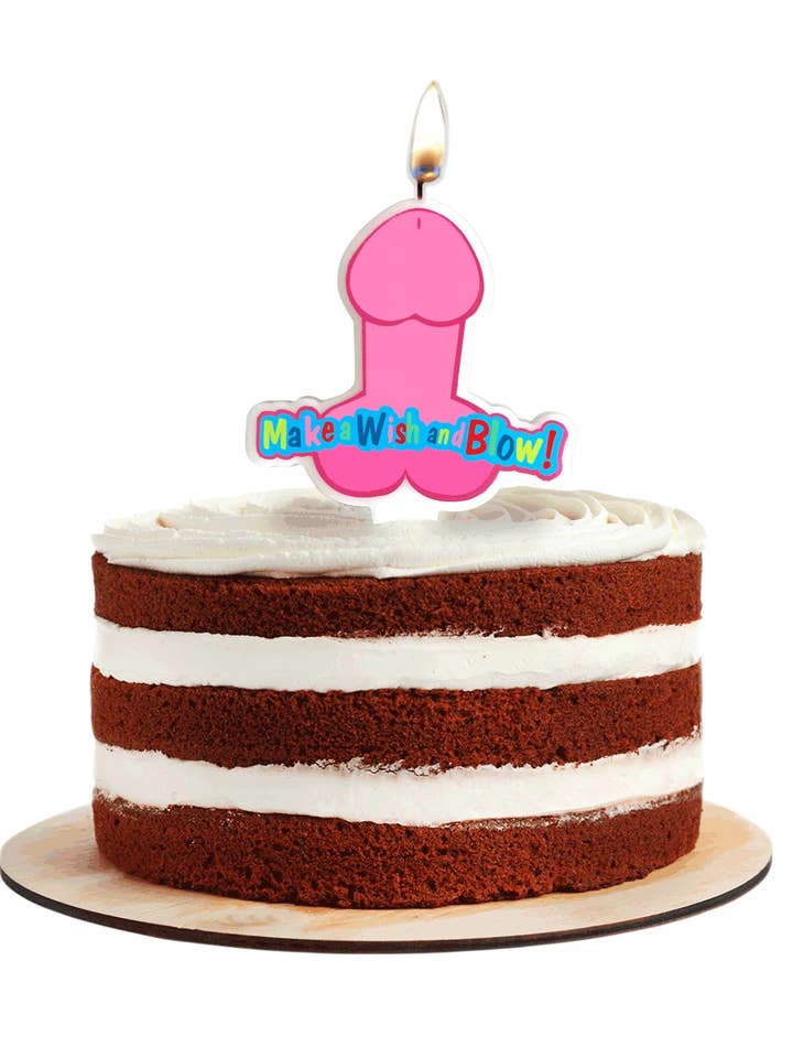 Faites un vœu et soufflez la bougie en forme de pénis. pour la vente par Little Genie Productions