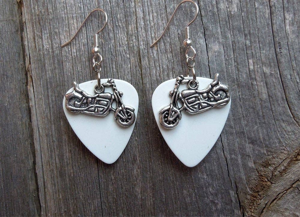 Simply Raevyn - Wholesale Dangle Earrings - Motorcycle Charm Guitar Pick Earrings10