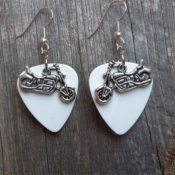 Simply Raevyn - Wholesale Dangle Earrings - Motorcycle Charm Guitar Pick Earrings10