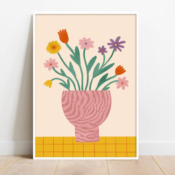 Lauren Sissons Studio - Wholesale Art Print - Illustrated Flower Vase Print - Modern Wall Art Poster