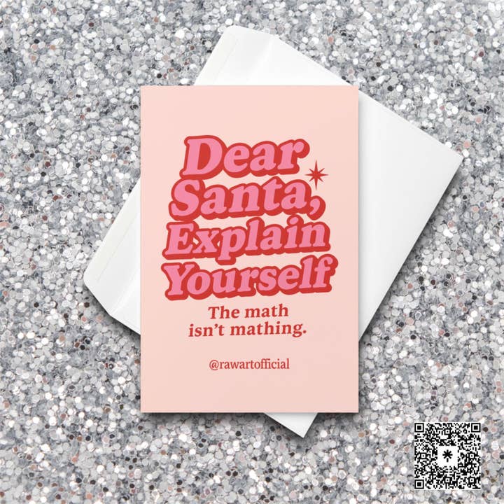 Dear Santa Explain Yourself Card • Funny Christmas Card • Retro Holiday Humor • Pink and Red Festive Greeting for wholesale by Hot Mess Paper Co.