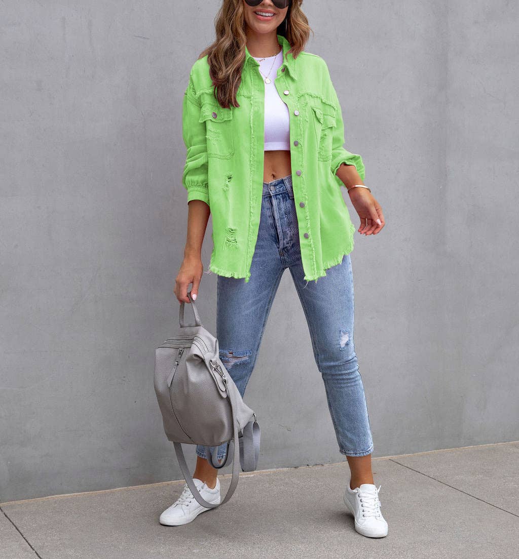 HIDDENBRAND - Wholesale Denim Jacket - Women's - Denim Jacket Women Long Sleeve Casual Lapel Top16