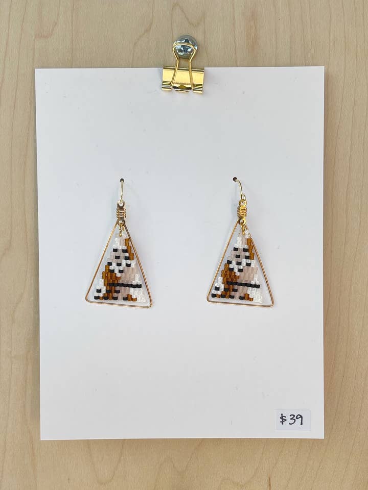 Small Abstract Brass Triangle Earrings for wholesale by uncommon milkweed