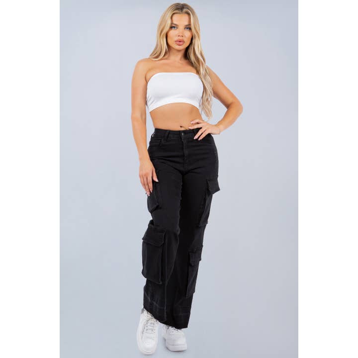 Super Stretch Quad Pocket Cargo Jeans 3D Pocket RH2203 Black for wholesale on Faire1