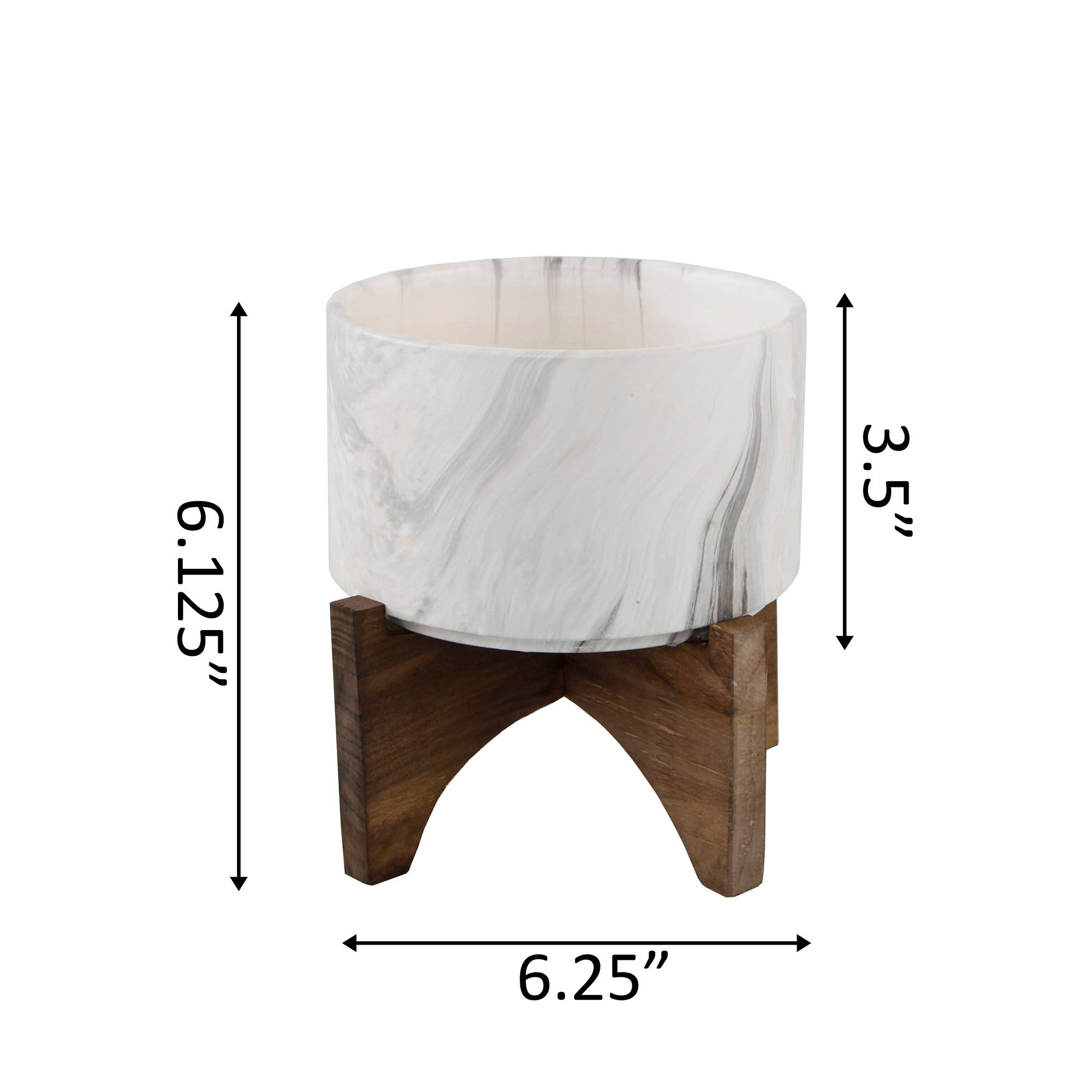 Flora Bunda Inc - Wholesale Plant Pot - Marble Ceramic Planter with Wood Stand1