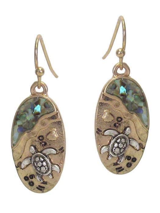 ( A872 ) SEALIFE ABALONE OVAL EARRING for wholesale by Jewelry Max