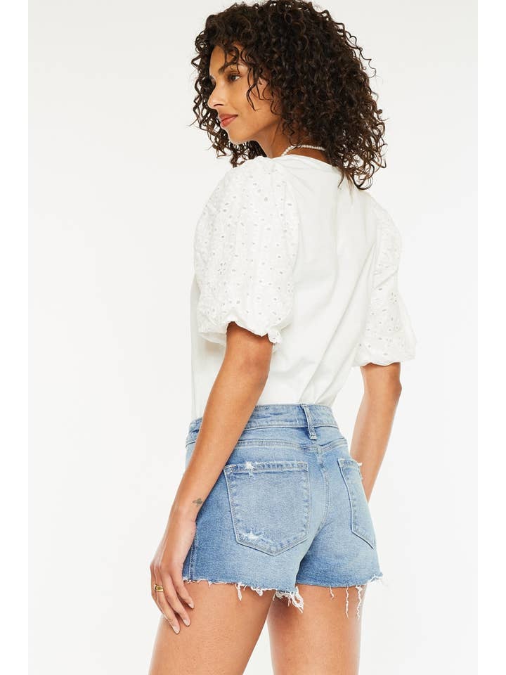 MEDIUM MID RISE BOY FRIEND FIT DENIM SHORTS-KC2600M for wholesale on Faire