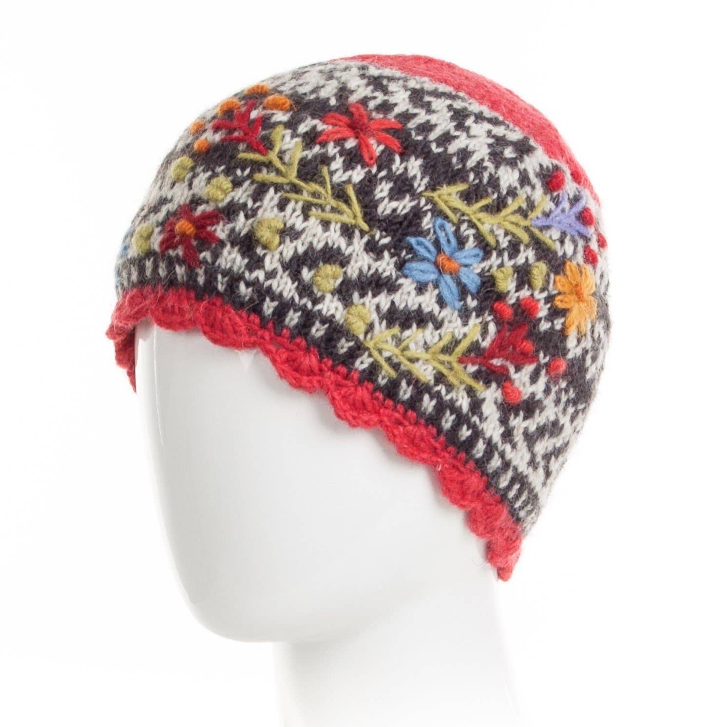 Lost Horizons Canada - Vente Bonnet – femme - Bonnet en laine brodé de fleurs Sadie4