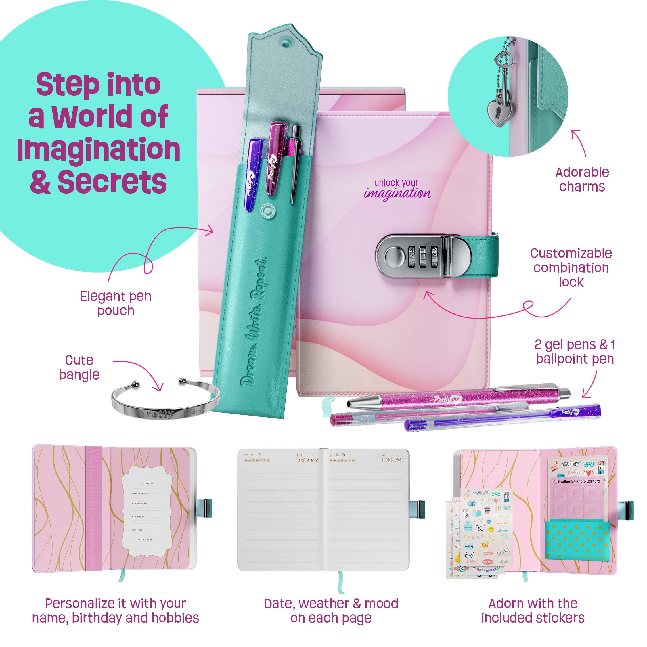 Dan&Darci – wholesale Journal/diary – Child – Secret Diary Set with Lock for Girls - Kids Locking Journal 1