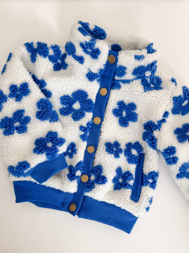 Everyway - Wholesale Jacket - Kids - Flower Power Fleece Jacket in Royal Blue4