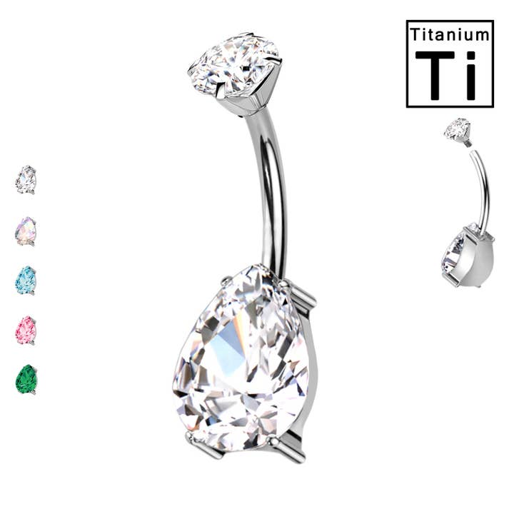Titanium Double Crystal Belly Button Piercing - PWD-003 for wholesale by Awaken