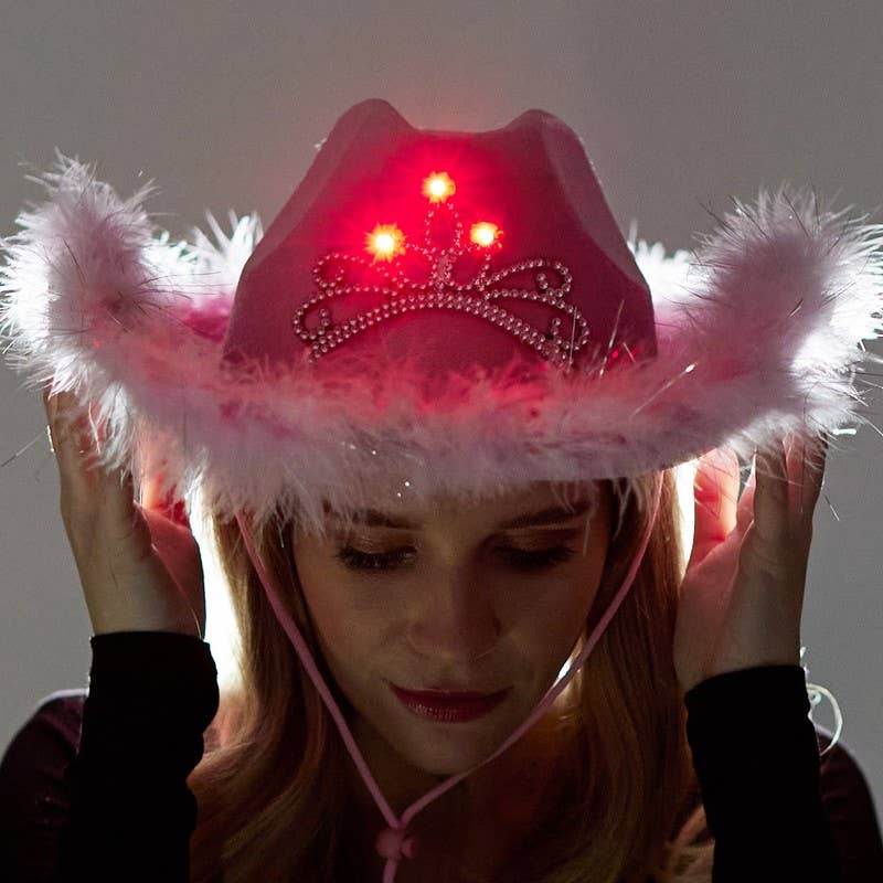 KBW Global Corp. - Wholesale Cowboy Hat - Unisex - Pink Light-Up Princess Cowboy Hat0