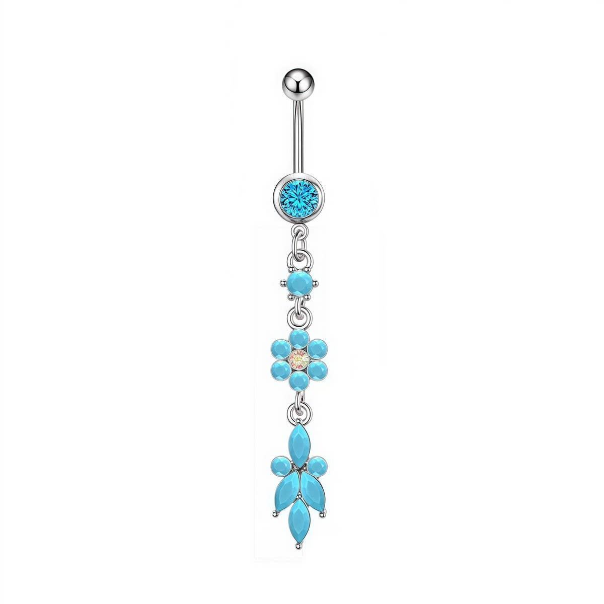 ACCITY - Wholesale Belly Ring - 5Pcs Blue Turquoise Belly Button Rings Set_CWMM94520