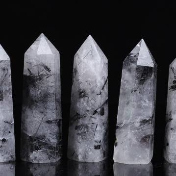 Moon Rituals - Venta al por mayor Piedras/cristales espirituales - Torre de Cuarzo Negro Rutilado - Cristal Sanador para Protección y Aterrizaje, Regalo de Cristal de Navidad2