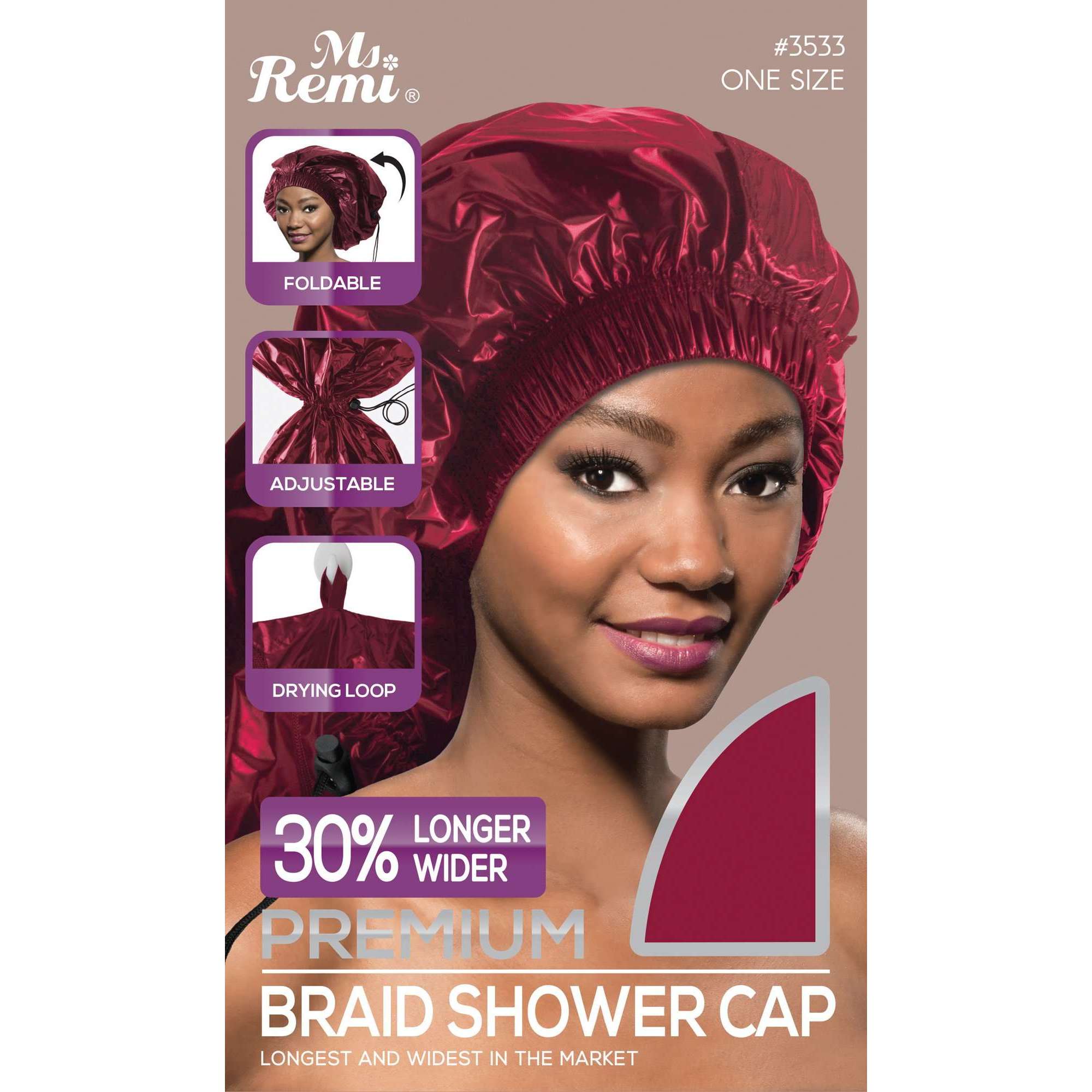Annie International, Inc. - Wholesale Showercap - Ms. Remi Max Jumbo Braid Shower Cap Burgundy0
