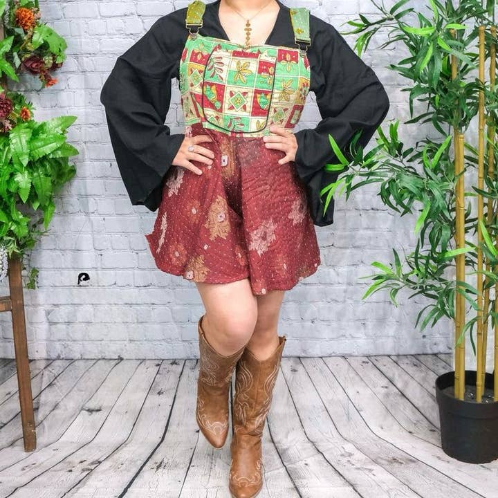 Macacão Boho Curto e Fluido Kantha por atacado de Karma Nepal Crafts