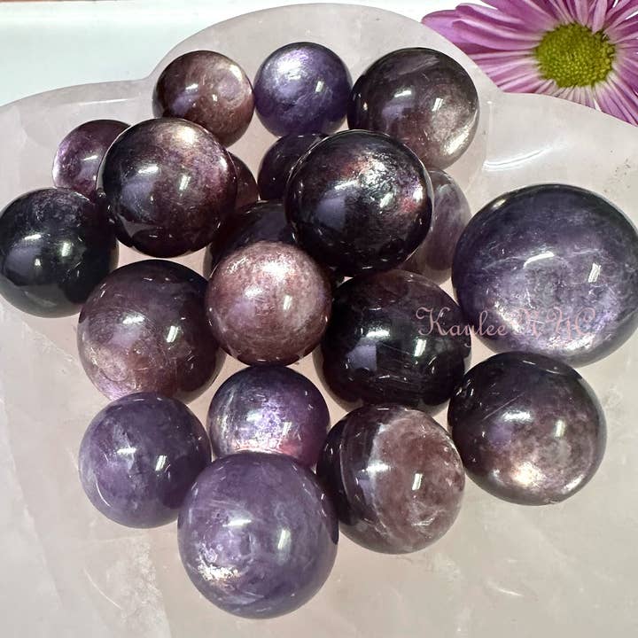 KayleeNYC - Wholesale Spiritual Stone/Crystal - 0.5 lb Natural Lepidolite Purple Mica Spheres Crystal Ball