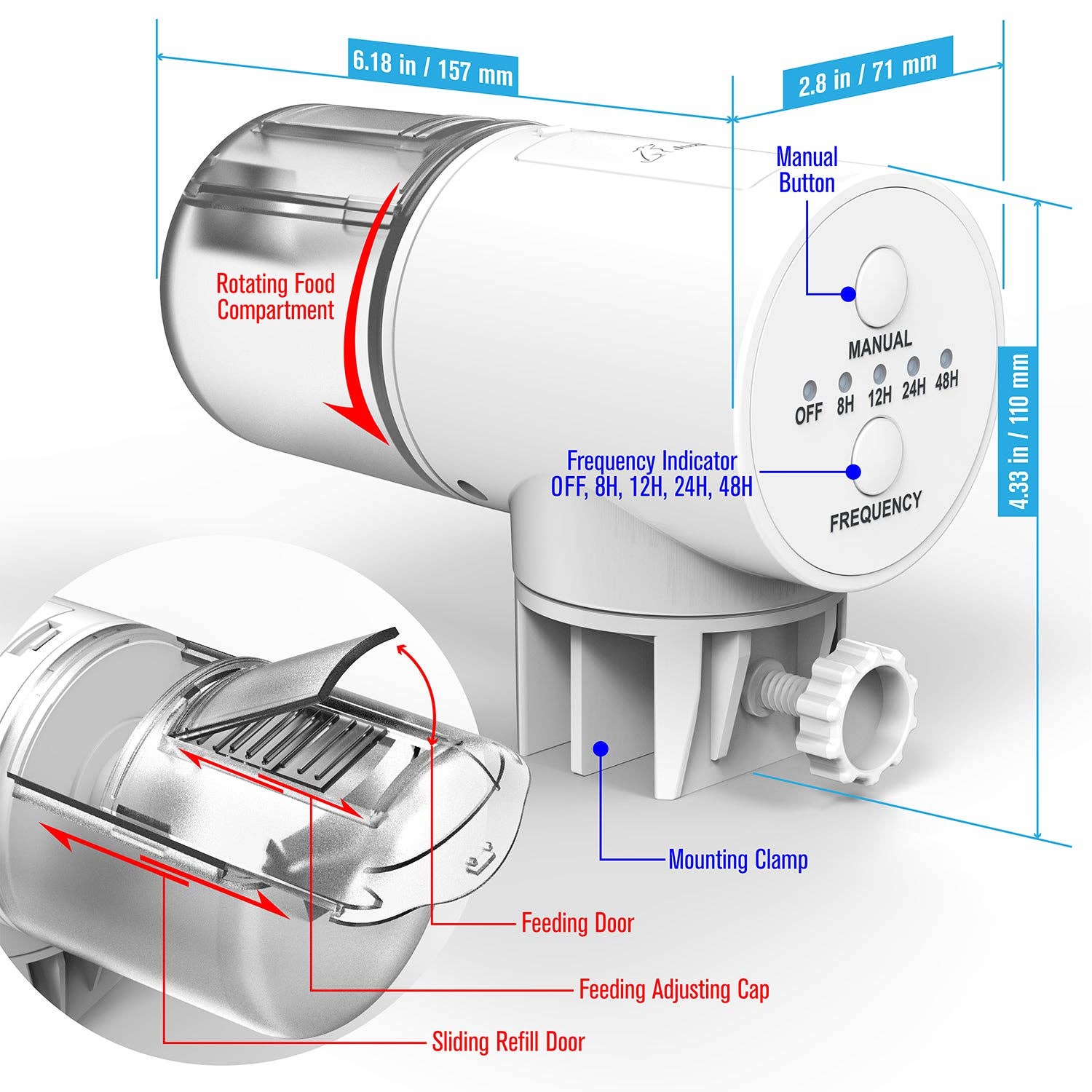 Fosmon - Wholesale Pet Bowl - Cat/Dog - JuzPetz Automatic Fish Feeder with 4 Timer Settings2