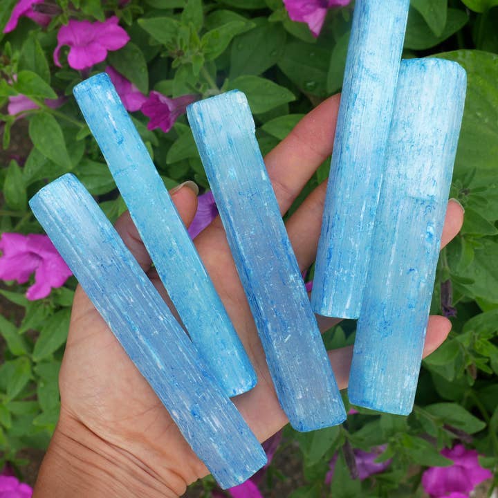Selenite Blue Sticks - 1 LB for wholesale by The Healing Sanctuary